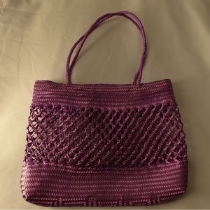 Oaxaca Mexican Handy craft bag, Diamond Grid, handwoven plastic